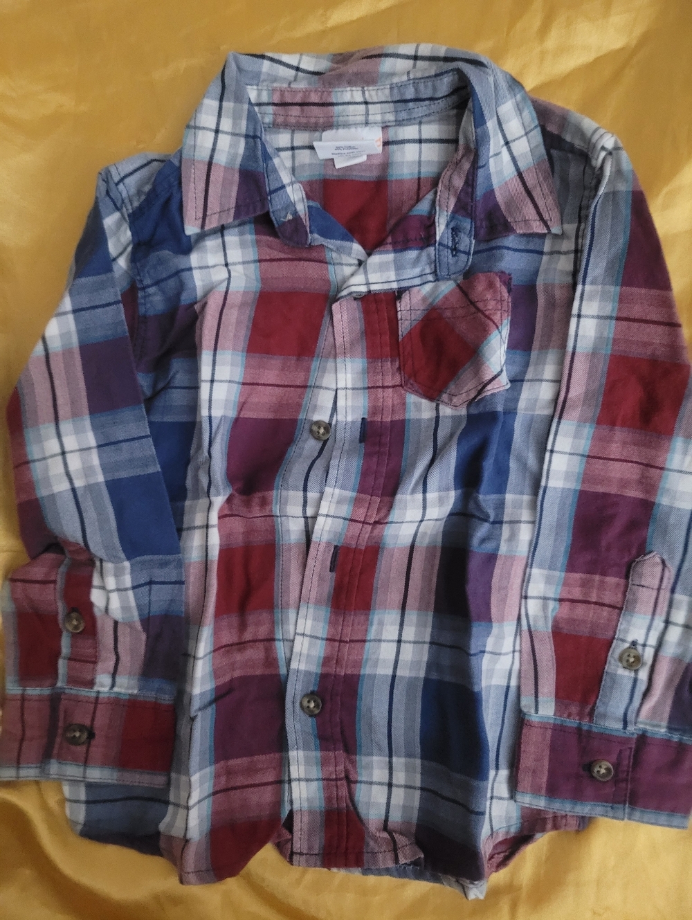 jumping beans Plaid Button-Down Shirt in Blue, Red & Purple 2T